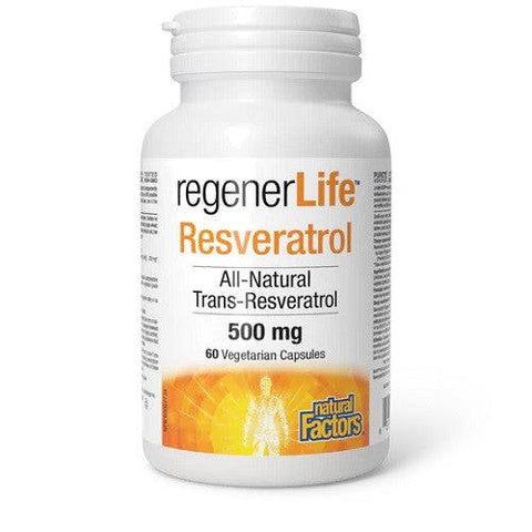 Natural Factors RegenerLife Resveratrol 500mg 60 Veg Capsules - YesWellness.com