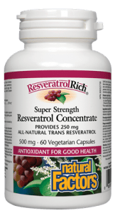Natural Factors ResveratrolRich Super Strength Resveratrol Concentrate 500mgVegetarian Capsules - 60 Veg Capsules - YesWellness.com