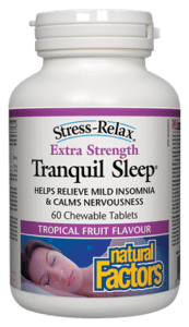 Natural Factors Stress-Relax Tranquil Sleep Extra Strength - Tropical Fruit Flavour 60 Chews - YesWellness.com