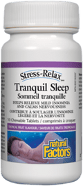 Natural Factors Stress-Relax Tranquil Sleep Tropical Fruit Flavour 12 x 10 Chewable Tablets - YesWellness.com