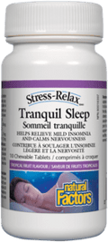 Natural Factors Stress-Relax Tranquil Sleep Tropical Fruit Flavour 12 x 10 Chewable Tablets - YesWellness.com