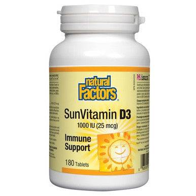 Natural Factors SunVitamin D3 1000IU 180 Tablets - YesWellness.com