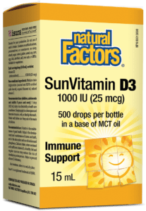 Natural Factors SunVitamin D3 1000IU(25mcg) Drops 15mL - YesWellness.com