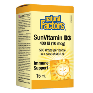 Natural Factors SunVitamin D3 400 IU (10 mcg) 15mL - YesWellness.com