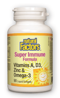 Natural Factors Super Immune Formula (Vitamin A, D3, Zinc & Omega-3) 90 Liquid Softgels - YesWellness.com
