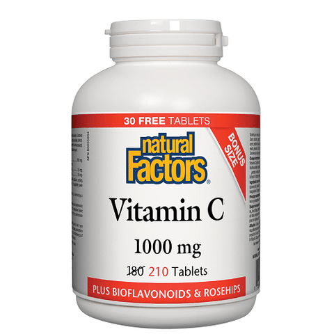 Expires April 2026 Clearance Natural Factors Vitamin C 1000mg Plus Bioflavonoids and Rosehips 180 + 30 Tablets