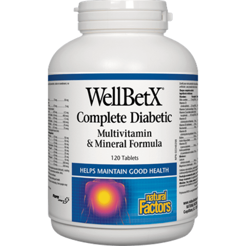 Natural Factors WellBetX Complete Diabetic Multivitamin and Mineral Formula Tablets - 120 tablets - YesWellness.com