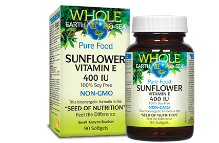 Natural Factors Whole Earth and Sea Sunflower Vitamin E 400 IU 90 Softgels - YesWellness.com