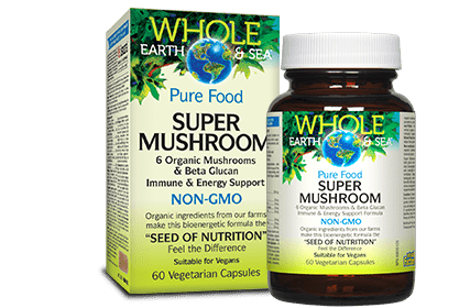 Natural Factors Whole Earth and Sea Super Mushroom 60 Vegetarian Capsules - YesWellness.com