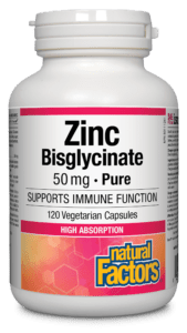 Natural Factors Zinc Bisglycinate 120 Vegetarian Capsules - YesWellness.com