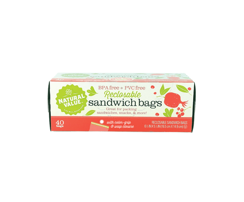 Natural Value Bags - Reclosable Sandwich 40ct - YesWellness.com
