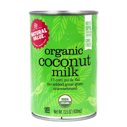 Natural Value Organic Coconut Milk - 17-19% Milk Fat 400mL - YesWellness.com