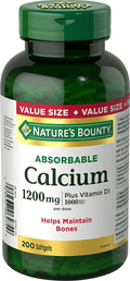 Nature's Bounty Absorbable Calcium 1200mg plus Vitamin D3 1000IU 200 Soft Gels - YesWellness.com