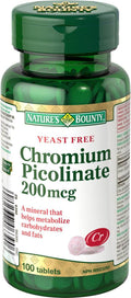 Nature's Bounty Chromium Picolinate 200 mcg - 100 tablets - YesWellness.com