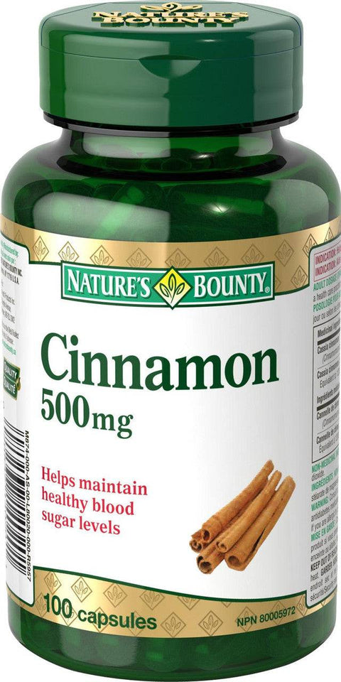 Nature's Bounty Cinnamon 500 mg 100 Capsules - YesWellness.com
