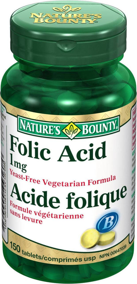 Nature's Bounty Folic Acid 1 mg 150 Tablets - YesWellness.com