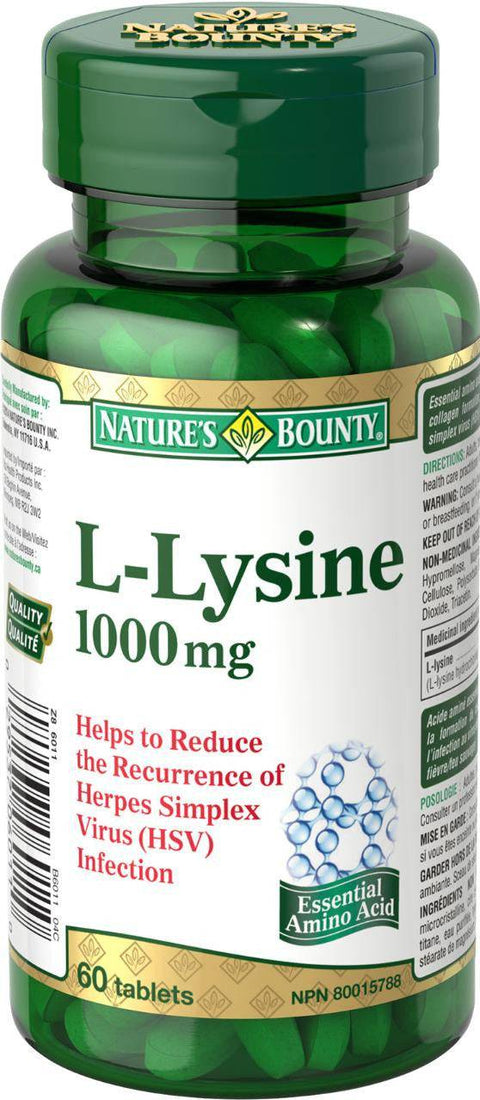 Nature's Bounty L-Lysine 1000 mg - 60 Tablets - YesWellness.com