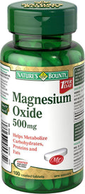 Nature's Bounty Magnesium Oxide 500mg 100 Coated Tablets - YesWellness.com