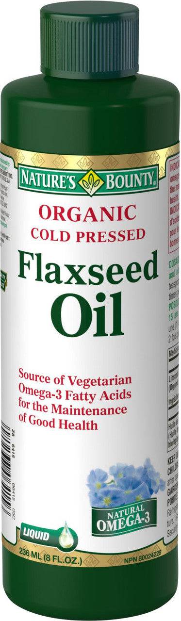 Nature's Bounty Organic Cold Pressed Flaxseed Oil Liquid 236mL - YesWellness.com