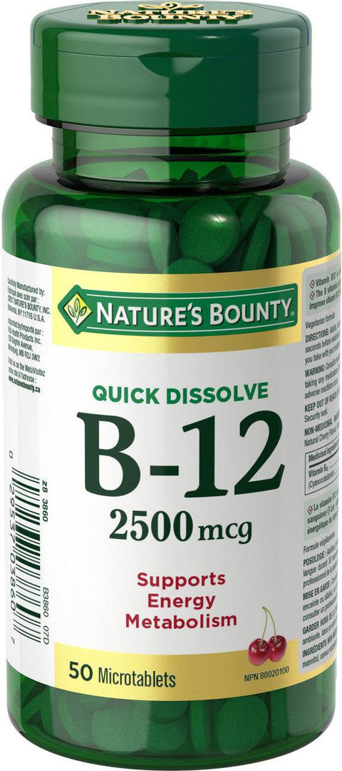 Nature's Bounty Quick Dissolve Vitamin B12 2500 mcg - YesWellness.com