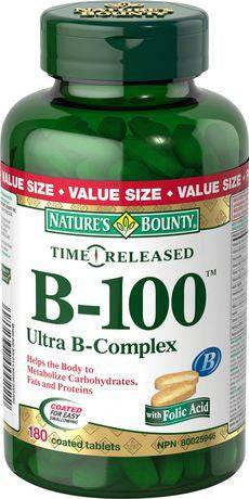 Nature's Bounty Time Release B-100 Ultra B Complex 180 Coated Tablets - YesWellness.com