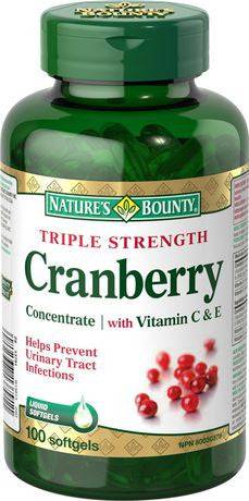 Nature's Bounty Triple Strength Cranberry Concentrate with Vitamin C and E 100 Softgels - YesWellness.com