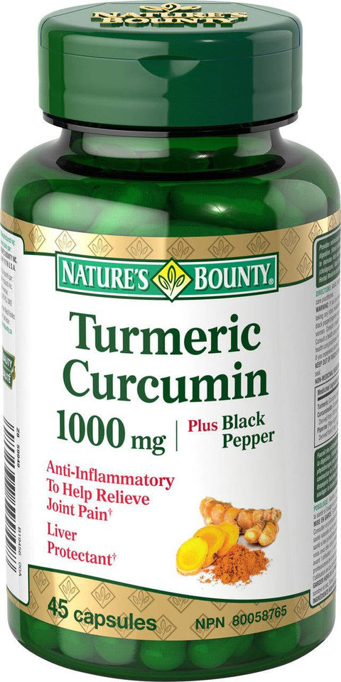 Nature's Bounty Turmeric Curcumin 1000 mg plus Black Pepper - 45 capsules - YesWellness.com