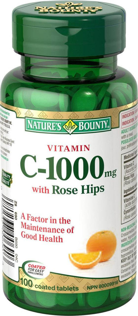 Expires March 2026 Clearance Nature's Bounty Vitamin C 1000 mg with Rose Hips 100 Coated Tablets