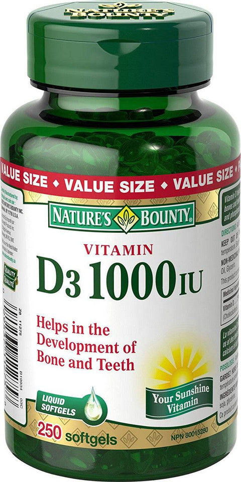 Expires March 2026 Clearance Nature's Bounty Vitamin D3 1000 IU 250 Softgels