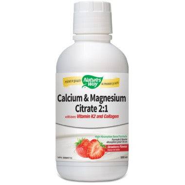 Nature's Way Calcium & Magnesium Citrate 2:1 with Vitamin K2 and Collagen Liquid 500mL - YesWellness.com