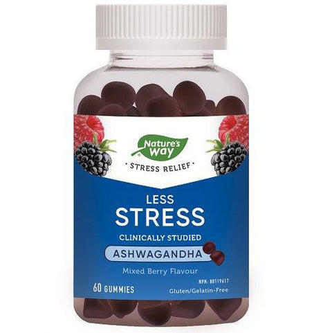 Nature's Way Less Stress Ashwagandha Mixed Berry 60 Gummies - YesWellness.com