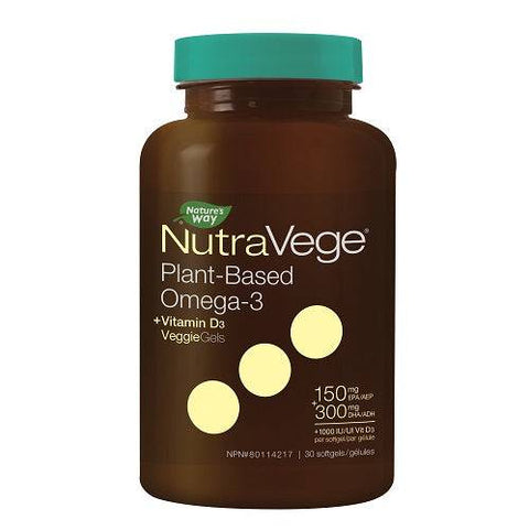 Nature's Way NutraVeg Plant-Based Omega-3 +Vitamin D3 1000IU 30 Softgels - YesWellness.com