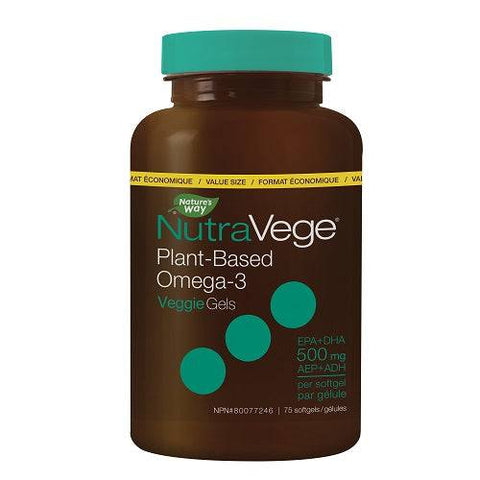 Expires April 2026 Clearance Nature's Way NutraVege Plant-Based Omega-3 EPA+DHA 500mg AEP+AHD 75 Softgels