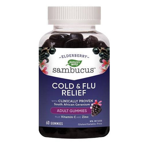 Expires January 2026 Clearance Nature's Way Sambucus Cold and Flu Relief 60 Gummies