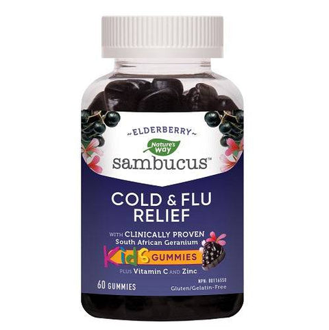 Nature's Way Sambucus Cold and Flu Relief Kids 60 Gummies - YesWellness.com