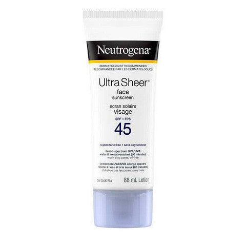 Neutrogena Ultra Sheer Face Sunscreen SPF45 88mL Lotion - YesWellness.com