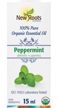 New Roots Herbal 100% Peppermint Pure Organic Essential Oil 15mL - YesWellness.com