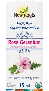 New Roots Herbal 100% Rose Geranium Pure Organic Essential Oil 15mL - YesWellness.com