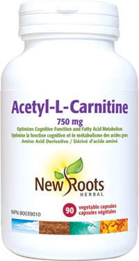 New Roots Herbal Acetyl-L-Carnitine 750mg 90 Veg Capsules - YesWellness.com