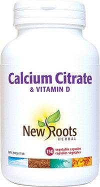 New Roots Herbal Calcium Citrate & Vitamin D 150 Veg Capsules - YesWellness.com