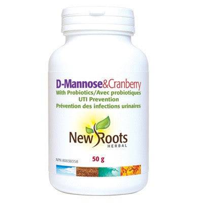 New Roots Herbal D-Mannose and Cranberry with Probiotics 50 grams - YesWellness.com
