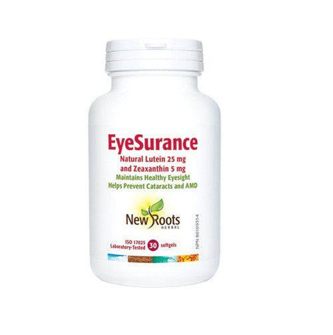 New Roots Herbal EyeSurance Natural Lutein 25mg and Zeaxanthin 5mg - YesWellness.com