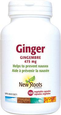 New Roots Herbal Ginger 475mg 100 Veg Capsules - YesWellness.com