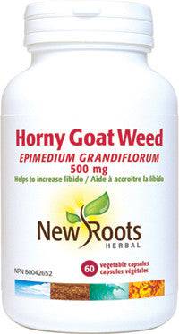 New Roots Herbal Horny Goat Weed 500mg 60 Veg Capsules - YesWellness.com