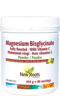 New Roots Herbal Magnesium Bisglycinate with Vitamin C Powder Natural Lemon Lime Flavour - YesWellness.com