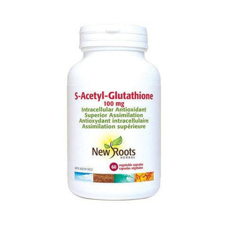New Roots Herbal S-Acetyl-Glutathione 100mg 60 Vegetable Capsules - YesWellness.com