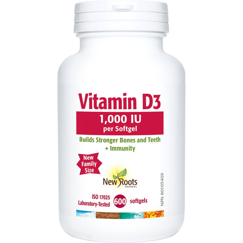 New Roots Herbal Vitamin D3 1000 IU Softgels - YesWellness.com