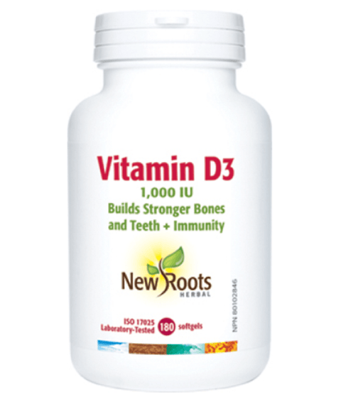 New Roots Herbal Vitamin D3 1000 IU Softgels - YesWellness.com
