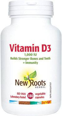 New Roots Herbal Vitamin D3 1000IU 180 veg capsules - YesWellness.com