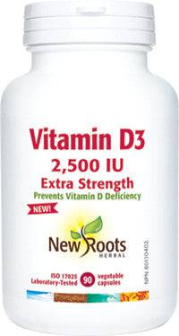 Expires June 2024 Clearance New Roots Herbal Vitamin D3 2,500 IU Extra Strength (90 Capsules) - YesWellness.com